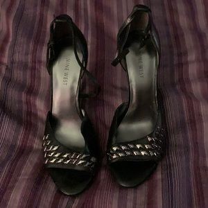 Nine West black peep toe platform heels sz 7 1/2